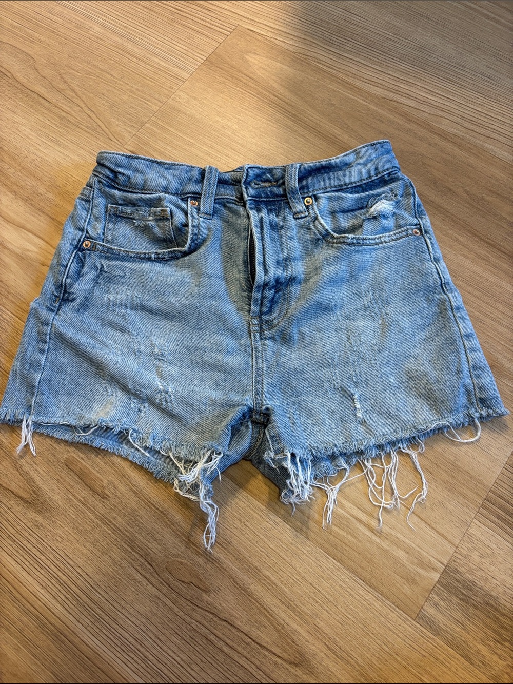 wild fable Distressed Light Blue Denim Shorts